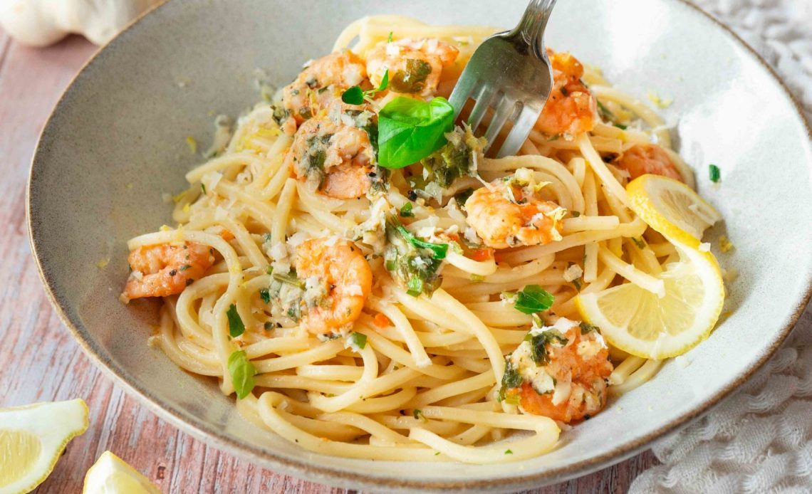 Knoblauch-Butter-Schrimps Pasta