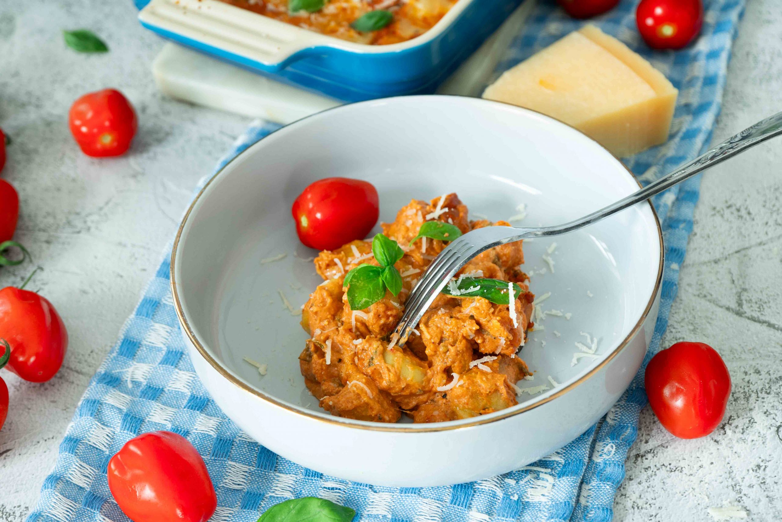 Cremiger Harissa-Gnocchi-Auflauf