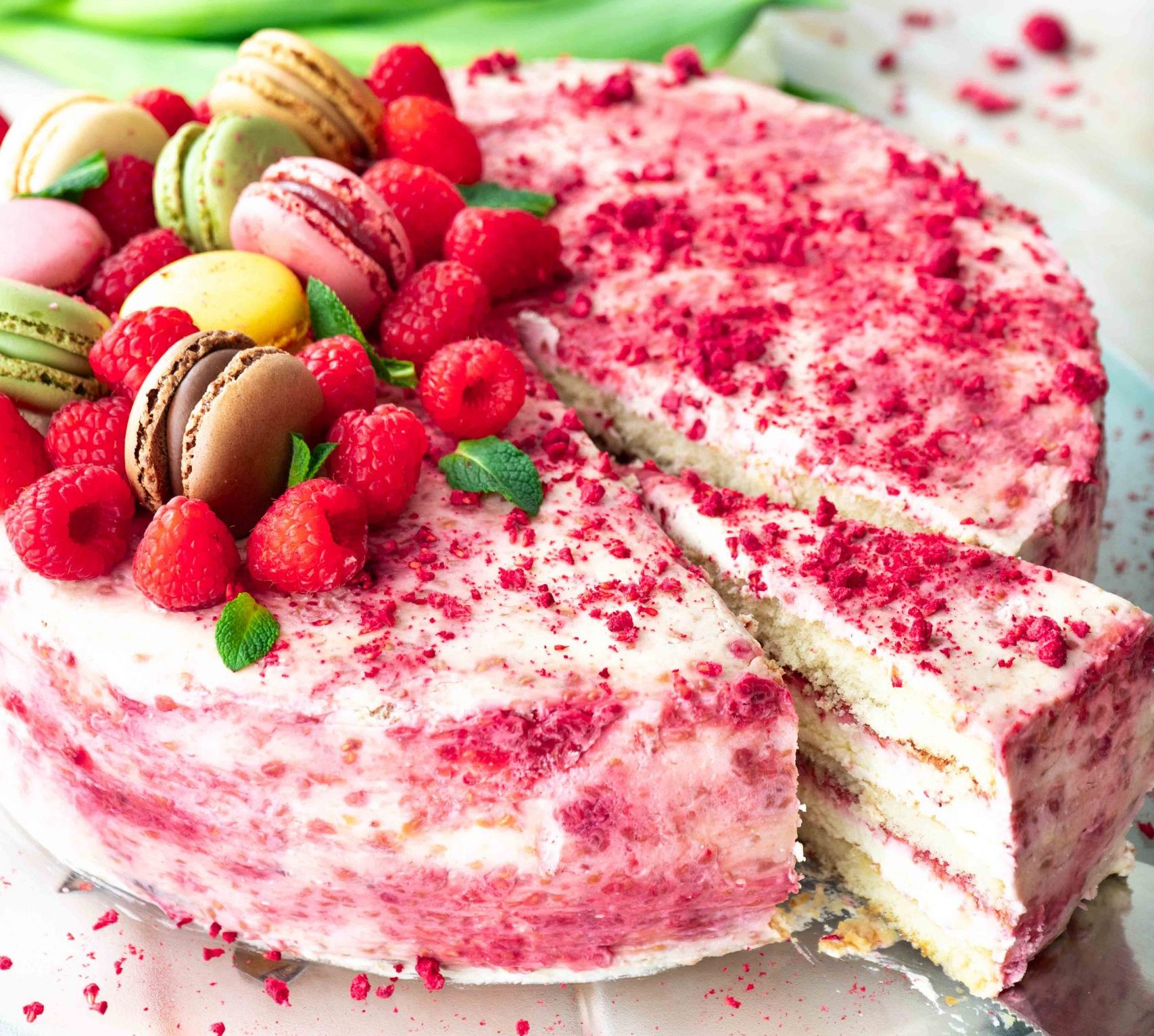 Frischkäse-Himbeer-Torte